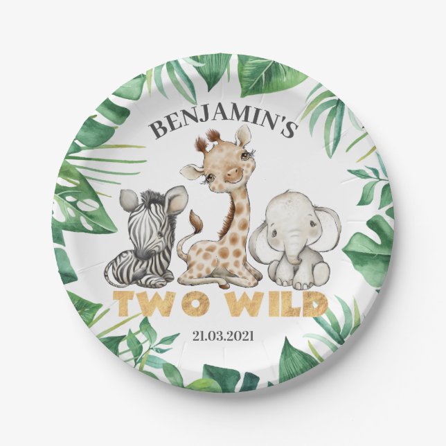 Safari Wild One Birthday Party Paper Plate (Front)