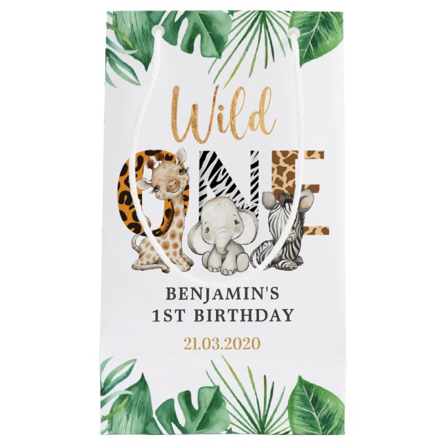 Safari Wild One Birthday Party Petit sac cadeau (Devant)