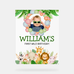 Safari Wild One Birthday PHOTO Affiche de bienvenu