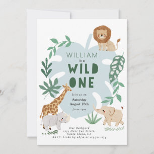 Safari Wild One Boy 1er Invitation anniversaire