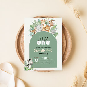 Safari Wild One Boy 1st Birthday Invitation