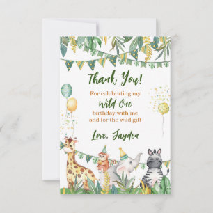 Safari Wild One Carte de remerciements