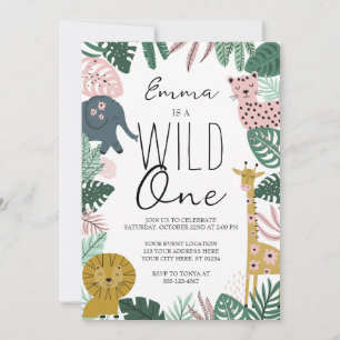 Safari Wild One Invitation, Jungle First Birthday Invitation