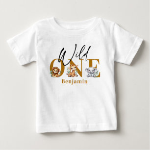 Safari Wild One Jungle Animals 1st Birthday Baby T-Shirt