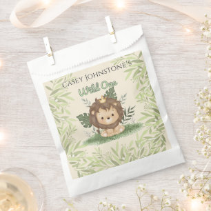 Safari Wild One Watercolor 1st Birthday Favour Bag