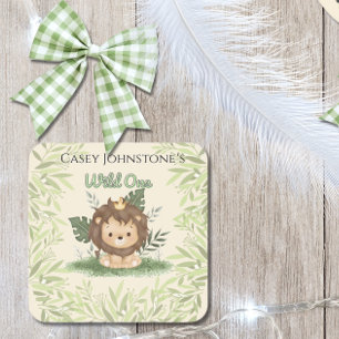 Safari Wild One Watercolor 1st Birthday Square Paper Coaster