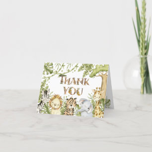 Safari Wild One Watercolor Birthday Thank You Card