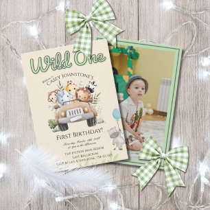 Safari Wild One Watercolor Custom 1st Birthday  Invitation