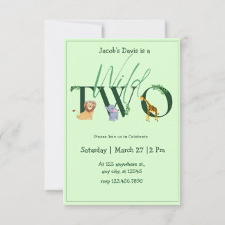 Safari Wild Two Birthday Invitation