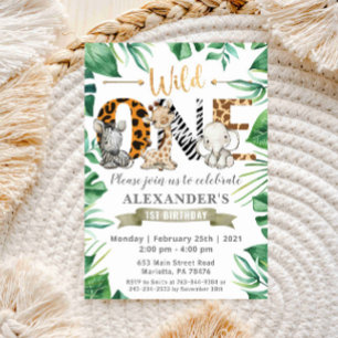 Safari Wild Un Anniversaire Fête Invitation