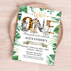 Safari Wild Un Anniversaire Fête Invitation