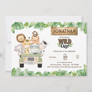 Safari Wild Un Anniversaire Invitation Cute Animau