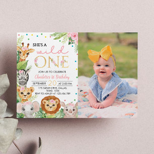 Safari Wild Un premier anniversaire Invitation