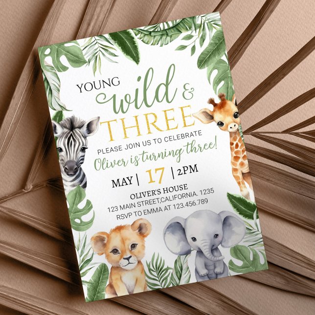 Safari Wild Un premier anniversaire Invitation (Créateur téléchargé)