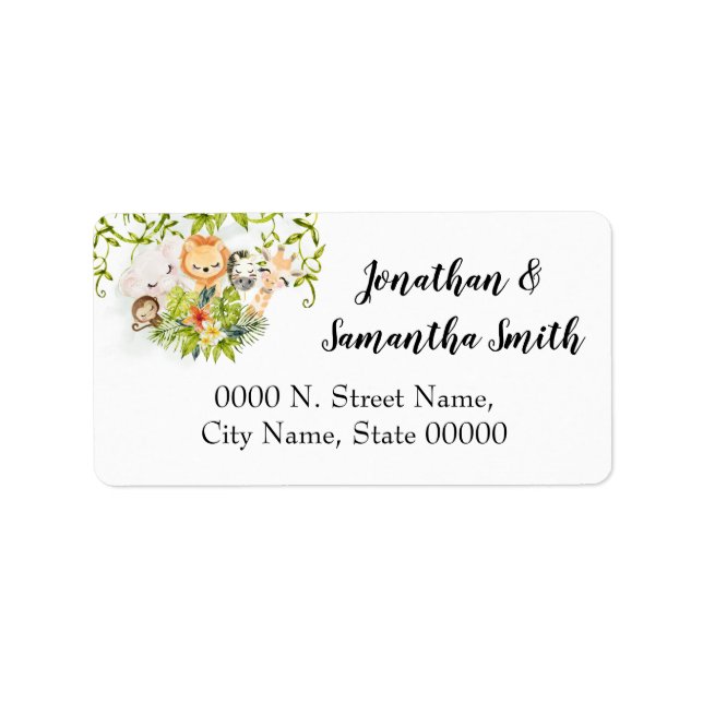 Safari Wild Zoo Baby Animals Return Address Label (Front)