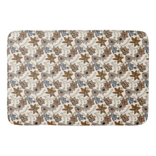 Safari Wildflowers - Modern Animal Print Floral Bath Mat