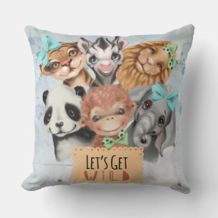 Safari wildone baby  Blue Throw Pillow