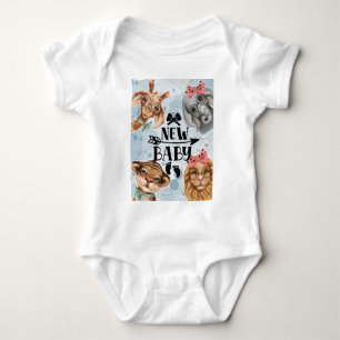 Safari wildone baby shower Blue Baby Bodysuit