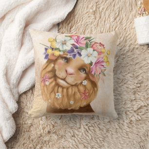 Safari wildone baby shower pink and gold throw pillow
