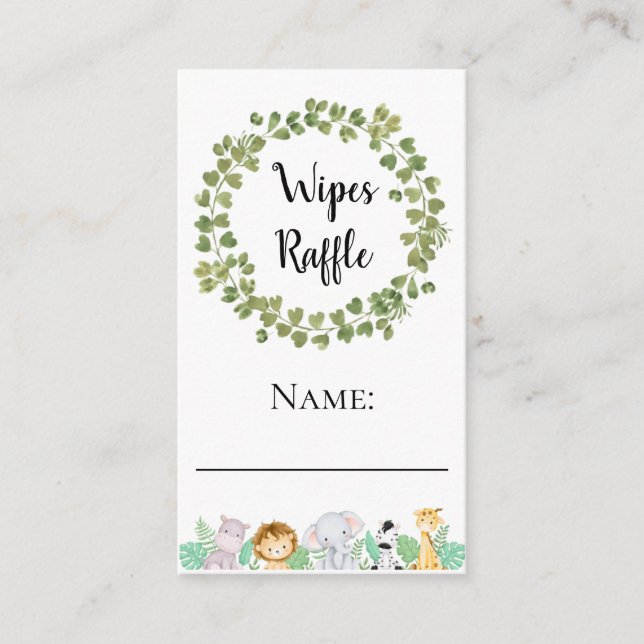 Safari Wipes Raffle Name Ticket Enclosure Card (Front)