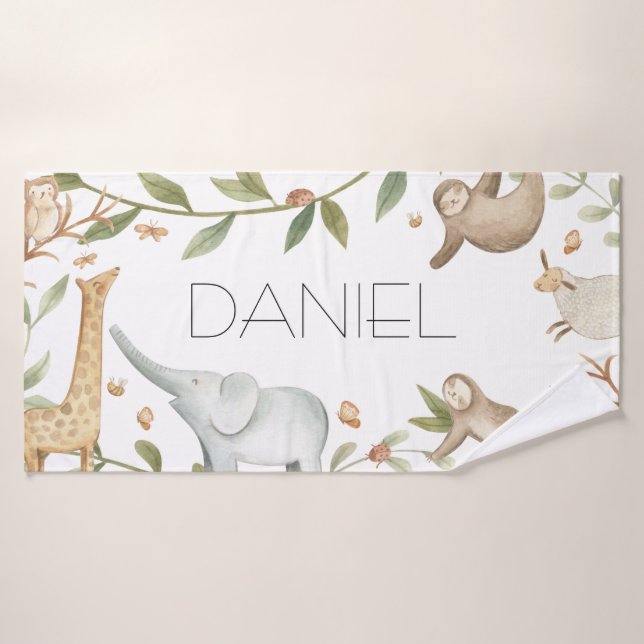 Safari woodland animals personalized kids towel (Bath Towel)