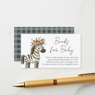 Safari Zebra Boho Baby Shower Books Enclosure Card