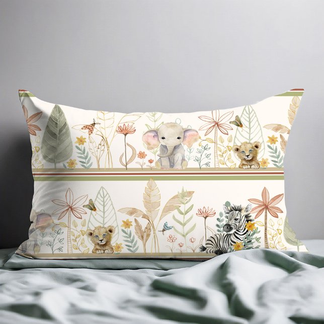 Safari Zebra Elephant Lion Jungle Foliage Baby Boy Pillowcase (Creator Uploaded)