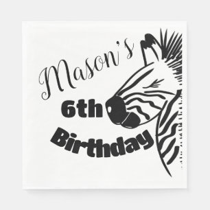 Safari Zebra Hand Drawn Party Birthday   Napkin