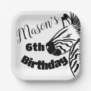 Safari Zebra Hand Drawn Party Birthday  Paper Plate