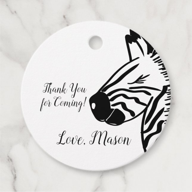 Safari Zebra Party Birthday Favour Tags (Front)