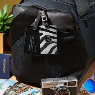 Safari Zebra Pattern Monogram Luggage Luggage Tag