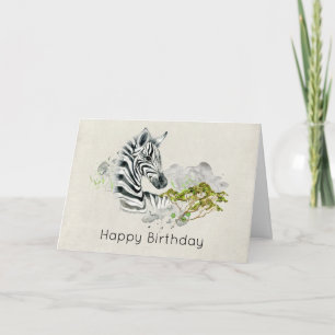 Safari Zebra Wild Exotic Animal Happy Birthday Card