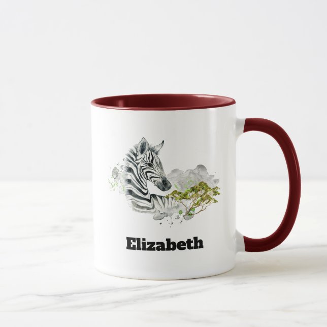Safari Zebra Wild Exotic Animal In Watercolors Mug (Right)