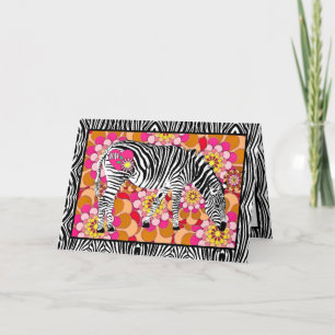 Safari Zebra with Heart and Love Valentine's Day Card