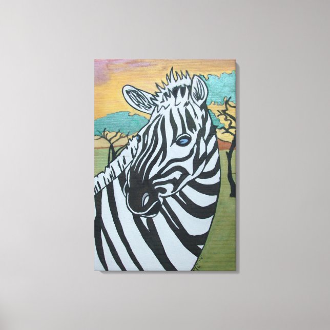 Safari Zèbre métallique sur toile (Recto)