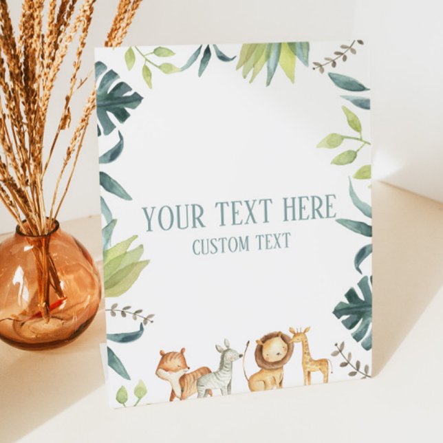 Safari Zoo Animals Custom Text Table Party Sign (Creator Uploaded)