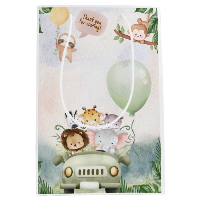 Safari Zoo Birthday Medium Gift Bag (Front)