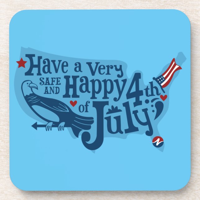 Safe And Happy 4th Of July Coaster (Front)