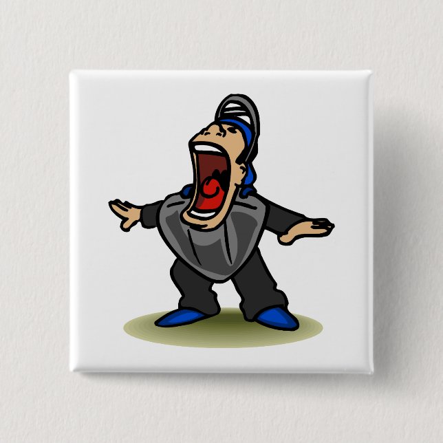 Safe big mouth Umpire 2 Inch Square Button (Front)