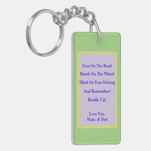 SAFE DRIVING REMINDERS TO CHILD FROM PARENTS KEYCHAIN
