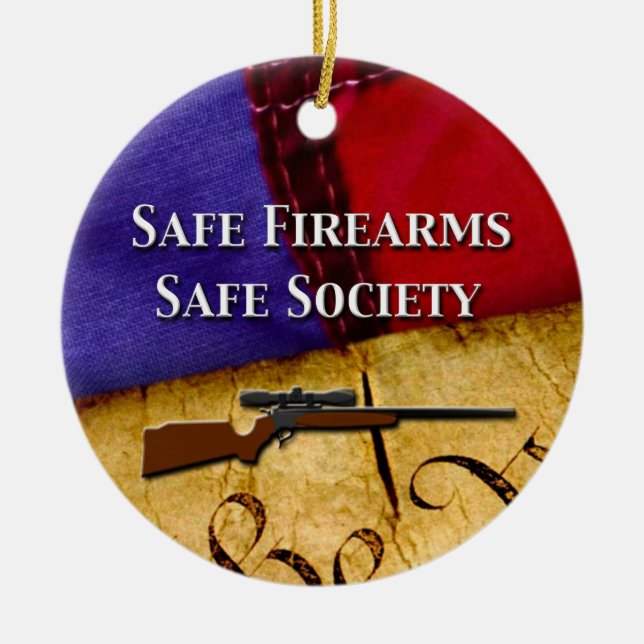 Safe Firearms, Safe Society Ceramic Ornament (Front)