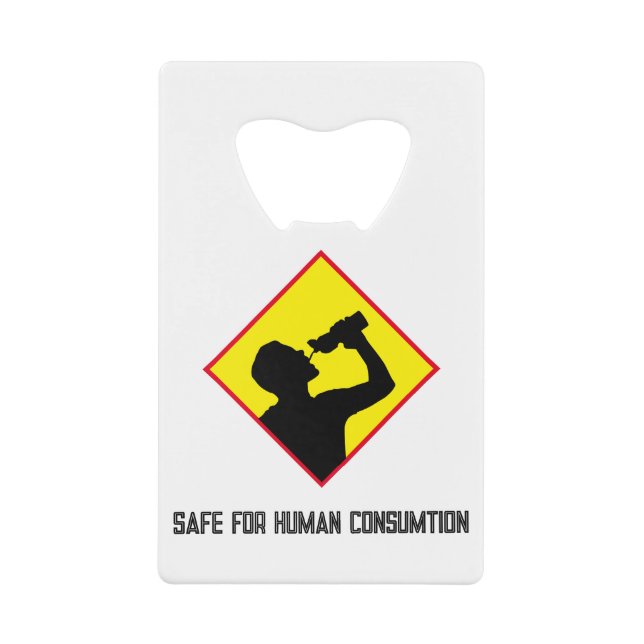 Safe for human consumption credit card bottle opener (Front)
