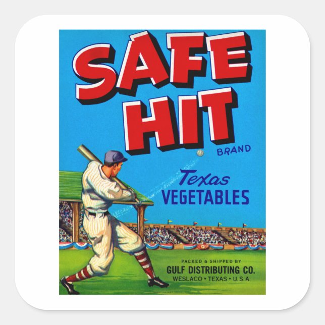Safe Hit Vintage Lable Art Square Sticker (Front)