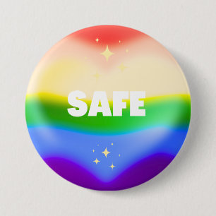 SAFE LGBTQ Rainbow Pride Heart 3 Inch Round Button