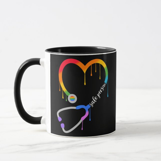 Safe Person Heart Stethoscope Nurse CNA Doctor Mug (Left)