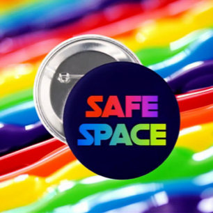 SAFE SPACE – Bold Rainbow Statement Button