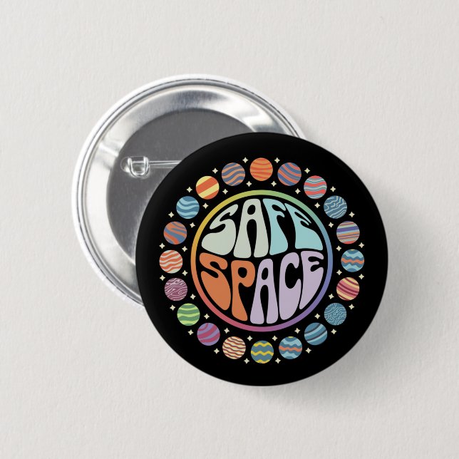 Safe Space LGBTQ Friendly Pride Support Proud Ally 2 Inch Round Button (Front & Back)