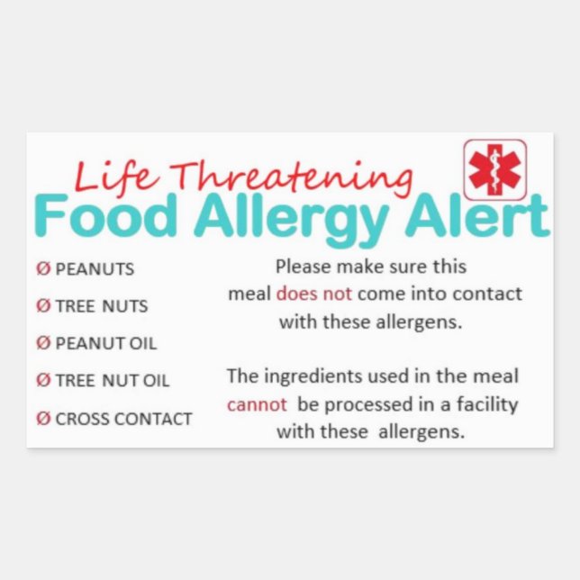 Safe Stickers- Peanut and Tree Nut Allergy Sticker (Front)