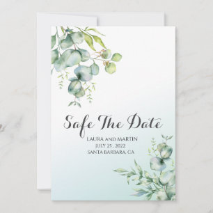 Safe The datę elegance Eucalyptus  Invitation