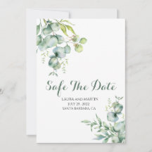 Safe The Date Elegance Eucalyptus Invitation
